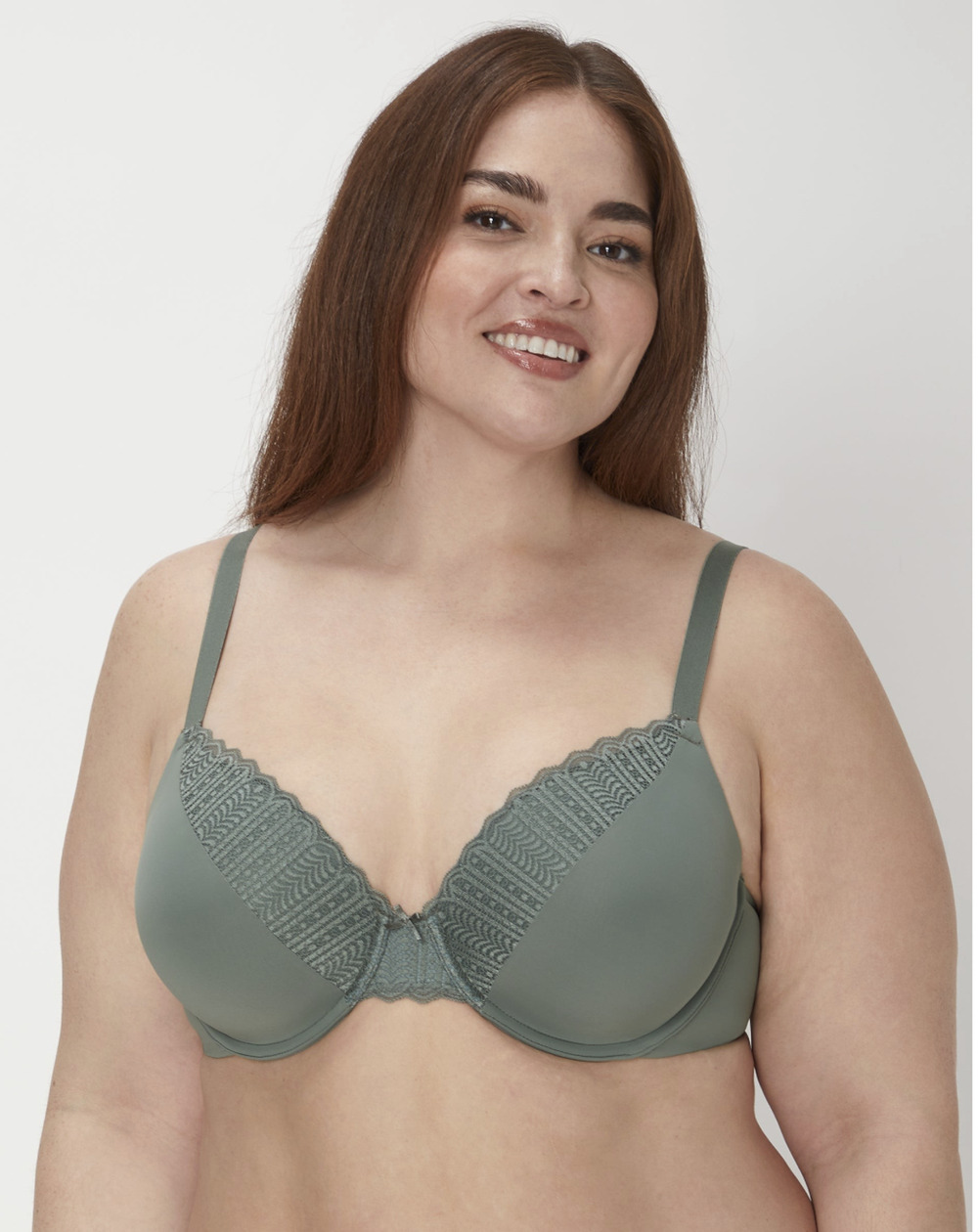 Maidenform Comfort Devotion Full Coverage T-Shirt Bra Pewter Green Size 38D